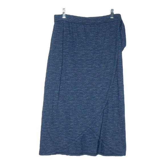 Talbots Skirt Womens Small Blue Stripe Tulip Hem Midi Wrap Front Side Tie Preppy - Picture 3 of 7